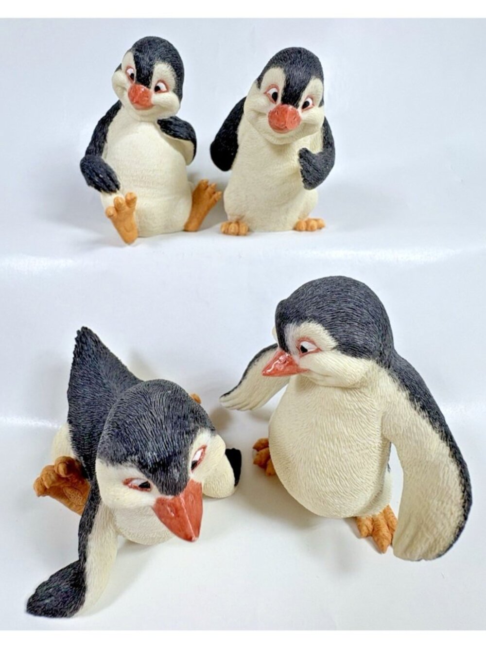 Vintage W.U.I. Christmas Penguin Figurines Christmas Resin Black White Playful